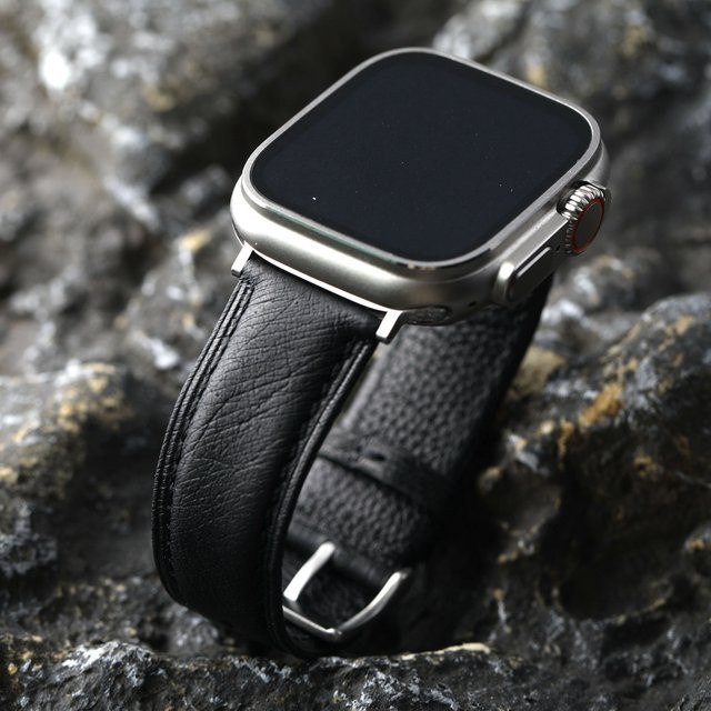 Raystray Uhrenarmband Straußenleder, Schwarz, Herren - Bild 1