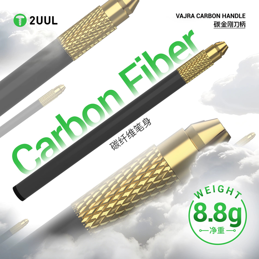 2UUL DA29 Vajra Carbon-Griff aus Kohlefaser in Schwarz für Handy-Reparaturmesser und Präzisions-Elektronik-Reparaturwerkzeuge - Bild 2