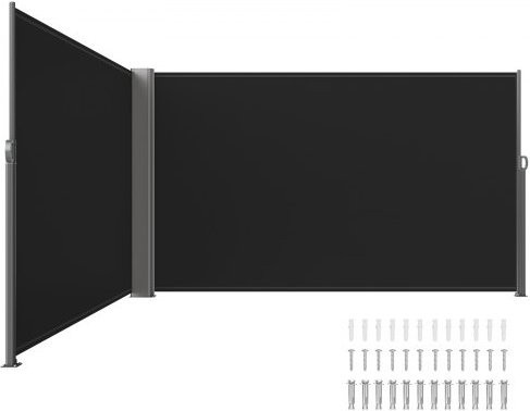 VEVOR Terrassen Windschutz aus Aluminium und Polyester in Schwarz, ausziehbare Seitenmarkise für Balkon und Garten, B/H: 600 x 180 cm - Bild 1