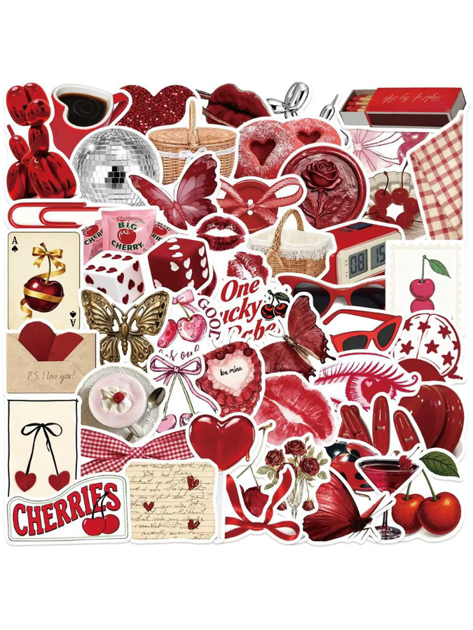 50 Stück Vintage Y2K Cherry Girl Graffiti-Aufkleber von YourLife Store, wasserfeste DIY-Aufkleber in Multicolour für Notebooks, Gitarren und Gepäckstücke - Bild 4