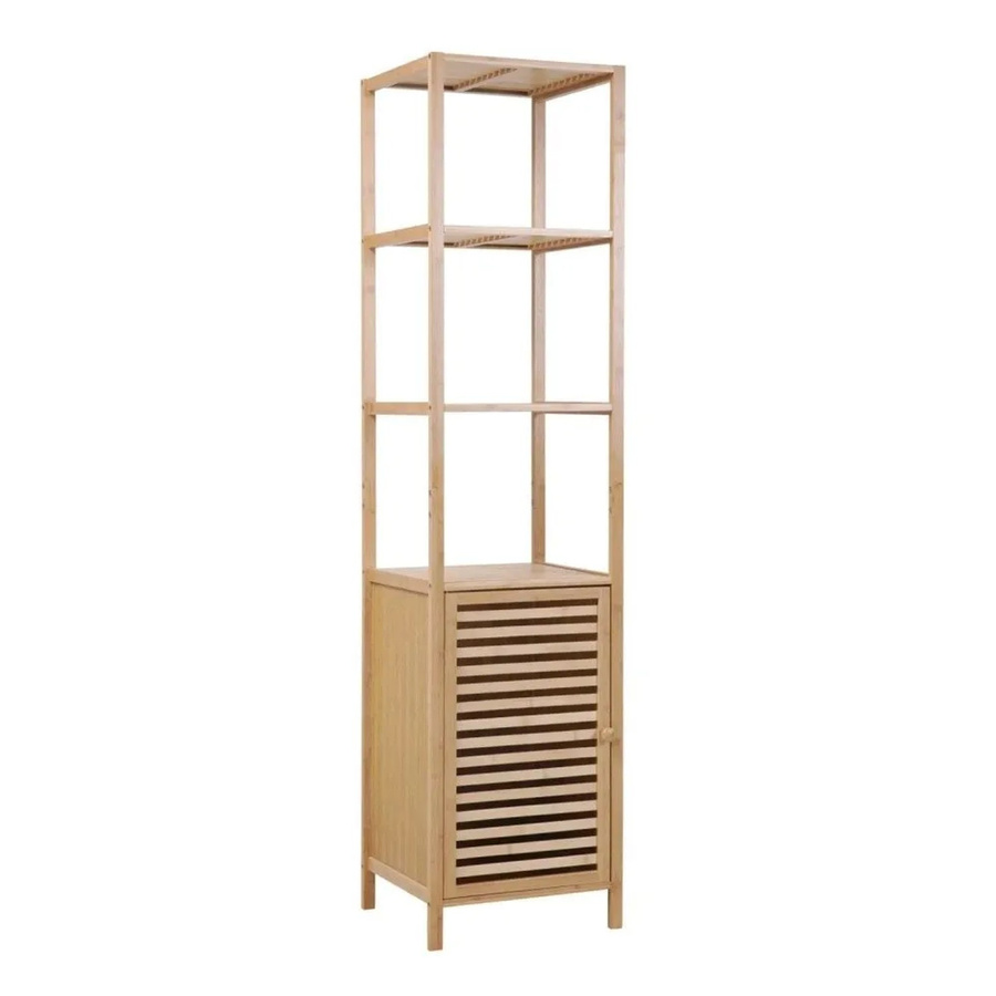 Svita Badezimmerschrank aus Bambus mit Tür und Regalen, freistehend, Natur, B/T/H: 36,0 x 41,0 x 165,0 cm - Bild 2