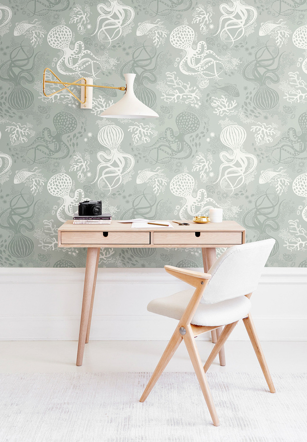 Littlephant Tapete Aquatic in Dusty Aqua mit Tiermotiven und Naturdesign für Kinderzimmer und Wohnräume - Bild 1