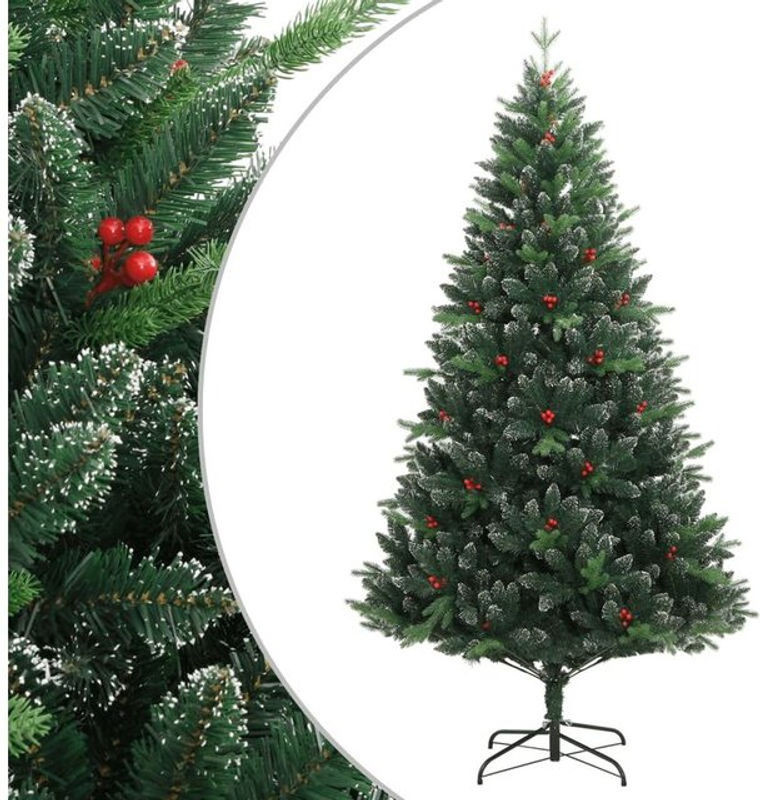 Künstlicher Weihnachtsbaum mit roten Beeren von vidaxl in Grün und Rot, Höhe: 120 cm - Bild 1
