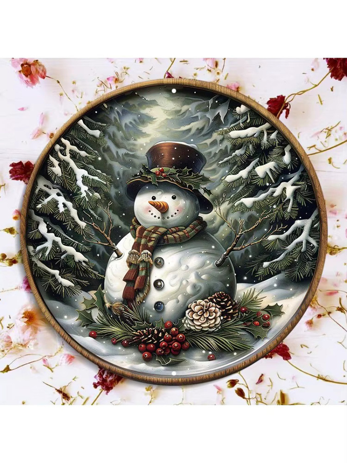 Rundes Schneemann Wanddekor aus Aluminium von Potdemiel, Mehrfarbig, Durchmesser: 20,32 cm - Bild 6