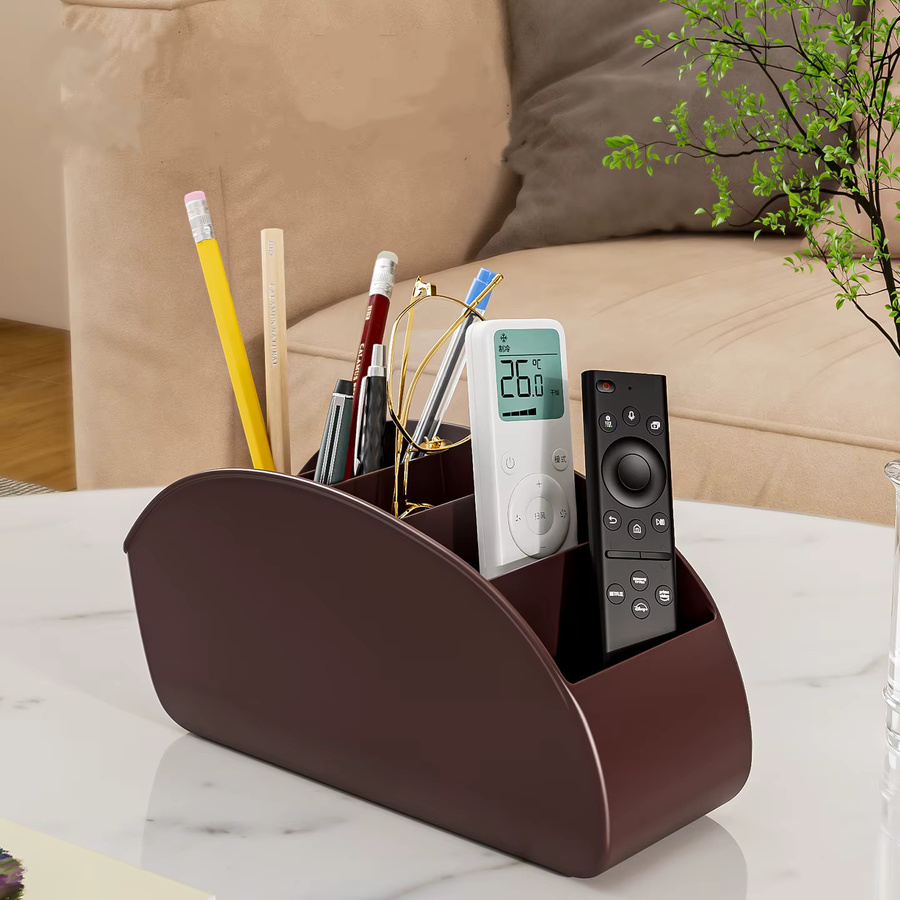 5grid Desktop-Aufbewahrungsbox aus Kunststoff in Weiß, multifunktionaler Organizer mit 5 Fächern für Fernbedienungen, Make-up-Pinsel und Bürobedarf - Bild 3