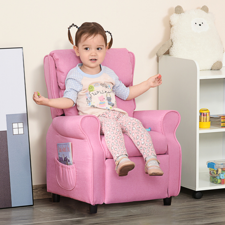 HOMCOM Verstellbarer Kindersessel mit Fußstütze in Rosa, gemütlicher Relax-Sessel für Kinder, B/T/H: 58 x 53 x 70 cm - Bild 2