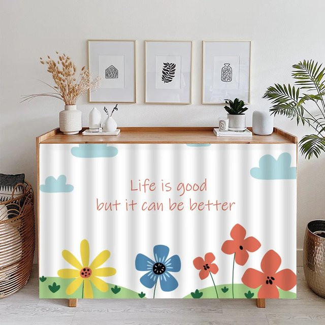 VIKAMA Kurzvorhang mit floralem Muster in Multicolour, staubdichter Halbvorhang für Küchenschränke, Bücherregale und Kleiderschränke - Bild 1