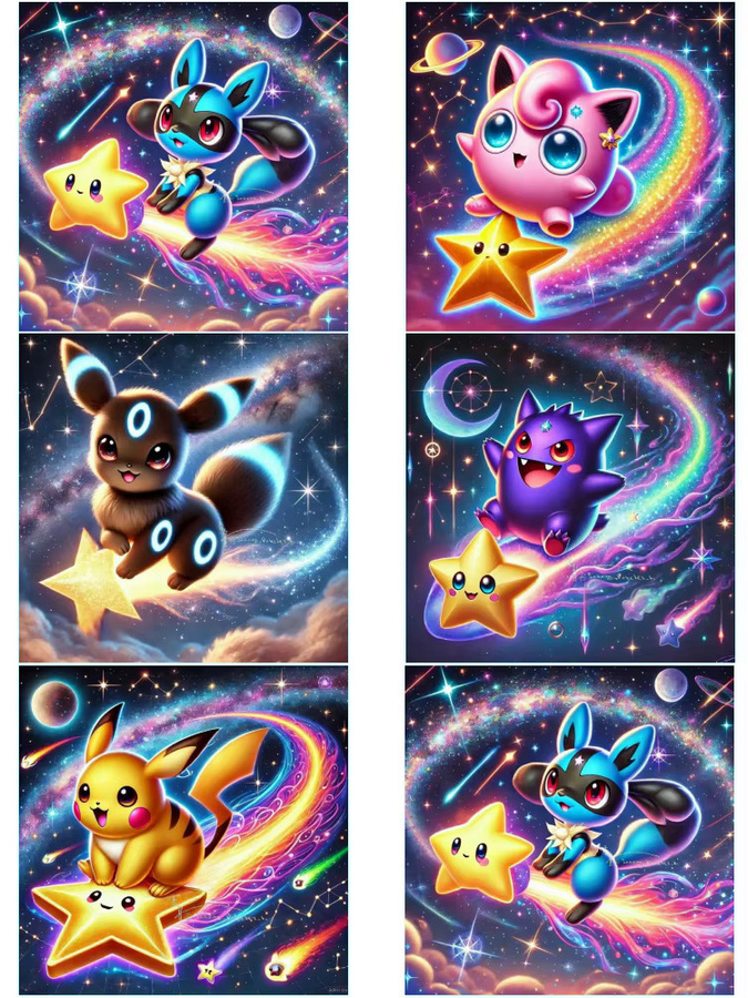 Potdemiel DIY 5D Diamant-Malerei-Set Pokémon Cartoon Motiv in Multicolour zur Wanddekoration - Bild 4