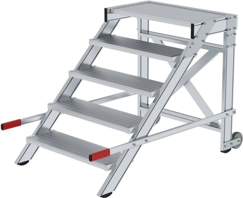 Günzburger Steigtechnik MUNK 50018 Aluminium Plattformleiter fahrbar Silber mit 5 Stufen und 3m Arbeitshöhe - Bild 2