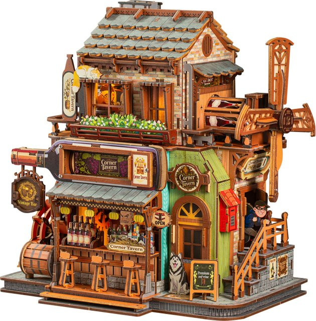 ELEVEN-CUTE DIY Holz-Ecktaverne, Miniatur-Modellbausatz, Fantasy, Holz - Bild 1