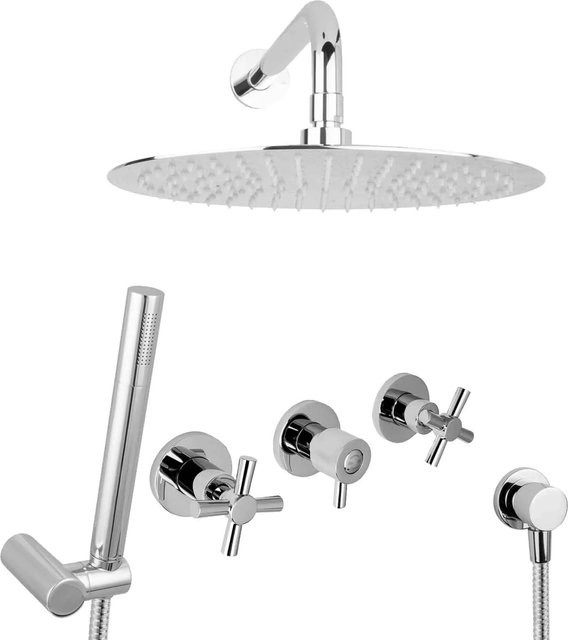 PaulGurkes Tropendusche Duschsystem Unterputz aus Messing in Chrom, Durchmesser Brausekopf: 30 cm - Bild 1