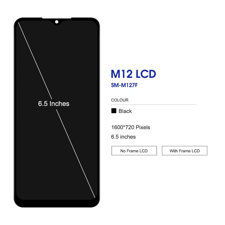 Samsung M12 LCD-Display mit Touchscreen Digitzer Ersatzteil in Schwarz für 6,5 Zoll Modelle SM-M127FN/DS und SM-M127F/DS - Bild 2