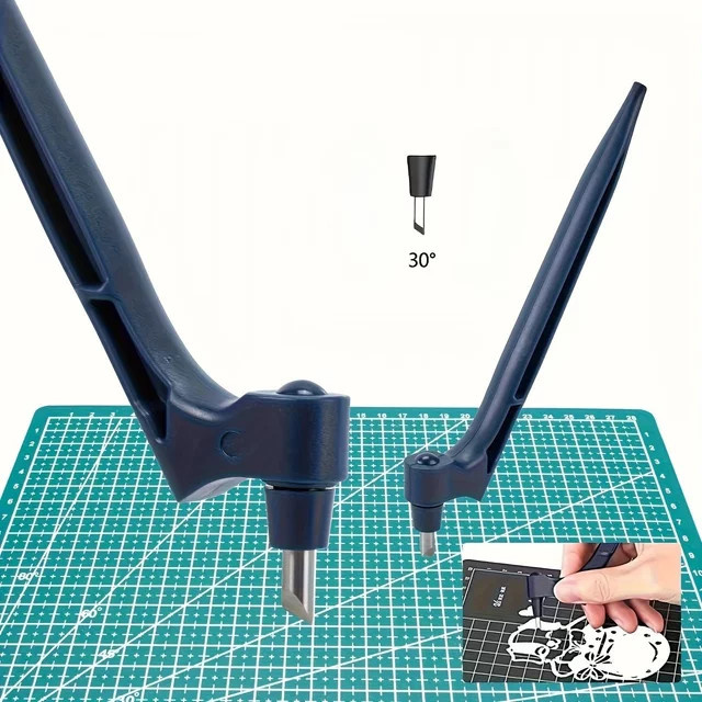 360 Grad rotierendes Bastelmesser aus Edelstahl in Schwarz für DIY-Kunstprojekte und Papierarbeiten - Bild 1