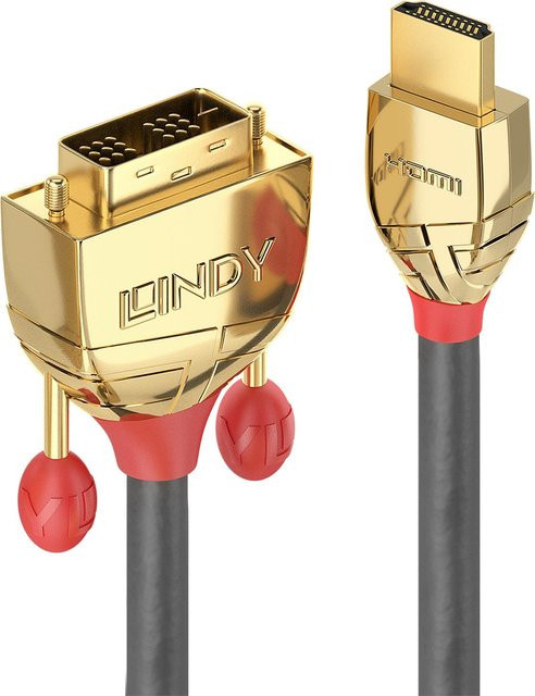 Lindy Gold Videokabel Single Link HDMI auf DVI-D (M) bis HDMI (M) in Grau, Länge: 15 m - Bild 1