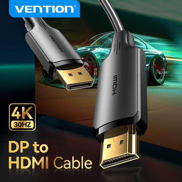 Vention DisplayPort zu HDMI Kabel für 4K Auflösung, Schwarz - Bild 1