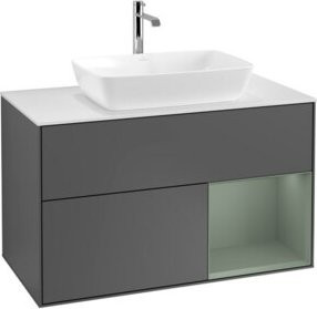 V&B Waschtischunterschrank Finion 100 in Anthrazit lackiert, Breite: 100 cm, Tiefe: 50,1 cm, Höhe: 50,1 cm - Bild 1