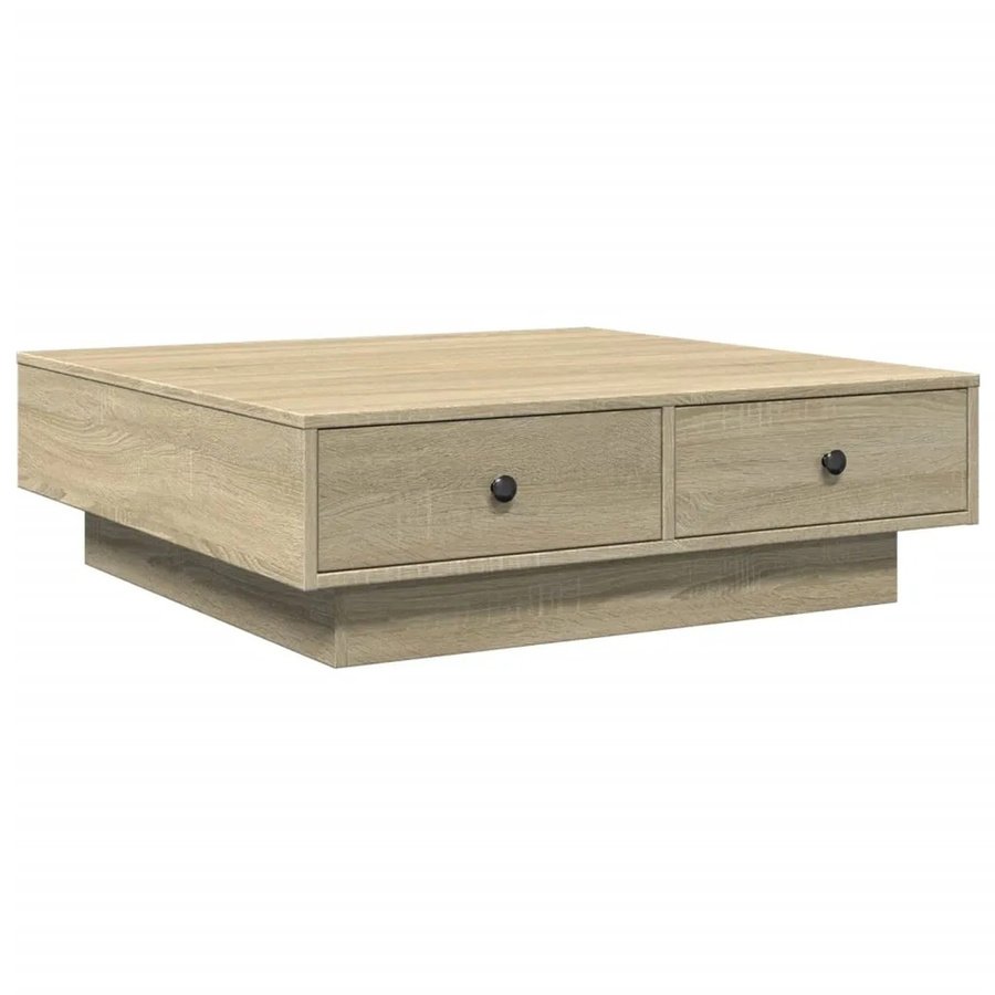 vidaXL Couchtisch in Sonoma-Eiche und Beige im industriellen Stil aus Holzwerkstoff und Metall, B/T/H: 90 x 90 x 28 cm - Bild 2