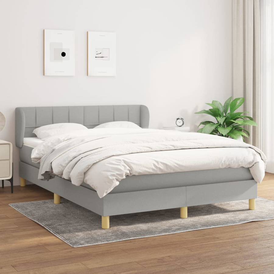 vidaXL Boxspringbett Hybrid mit Matratze und Taschenfederkern, Hellgrau, B/T/H: 140 x 190 cm - Bild 2