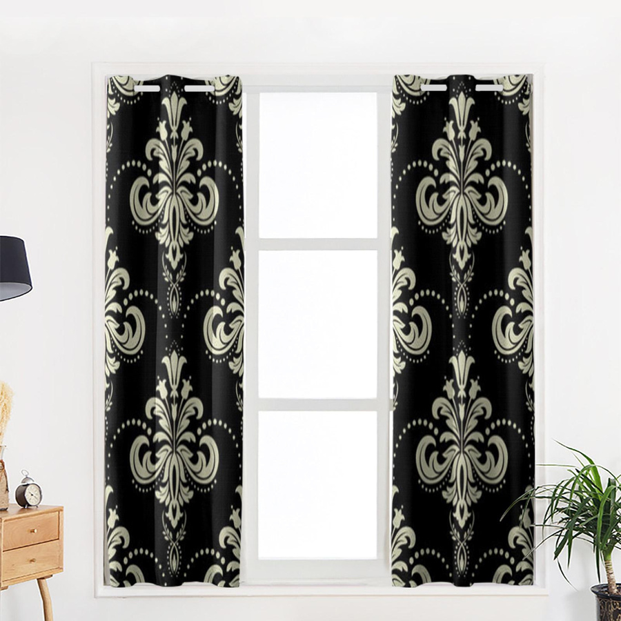 Super Six Fenstervorhang mit Barockmuster aus Polyester, semi-transparent, Breite: 135 cm, Höhe: 115 cm - Bild 3