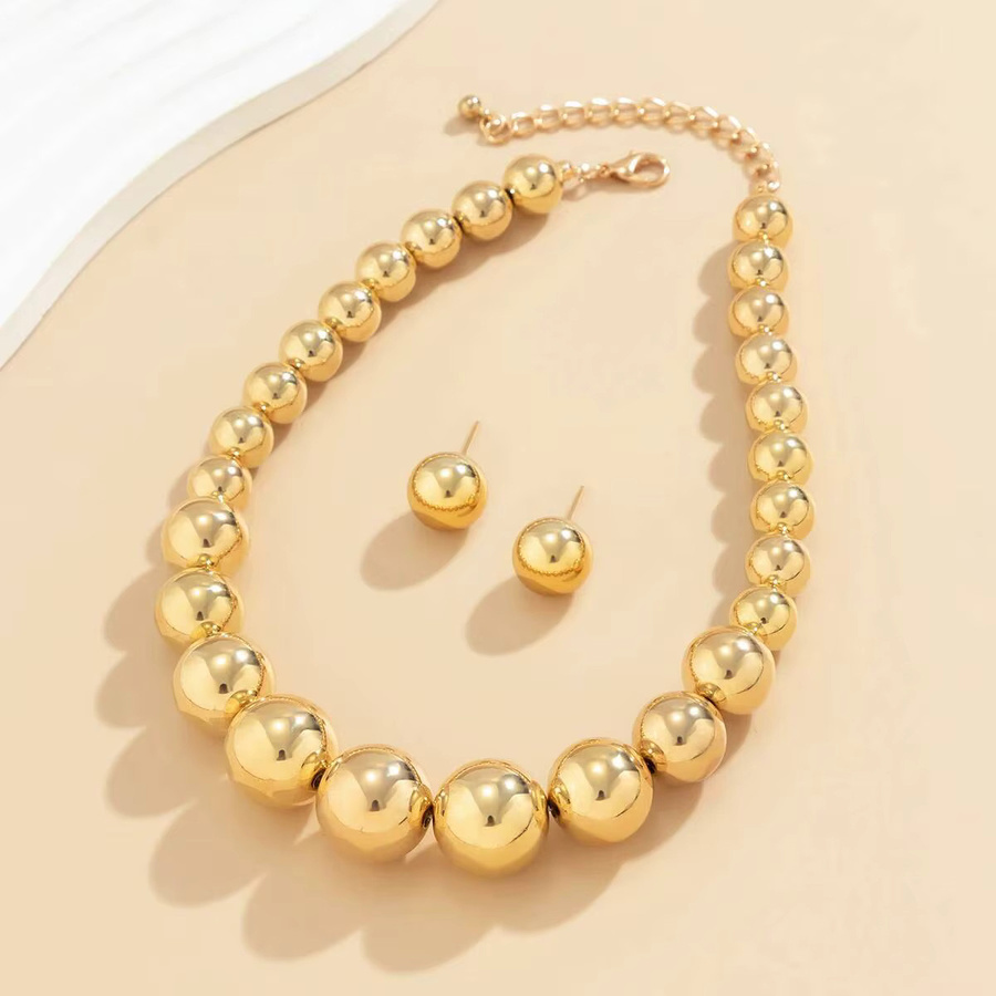 PuRui Schmuck-Set, Halskette, Ohrstecker, Gold, Perle, Damen, Vintage - Bild 2