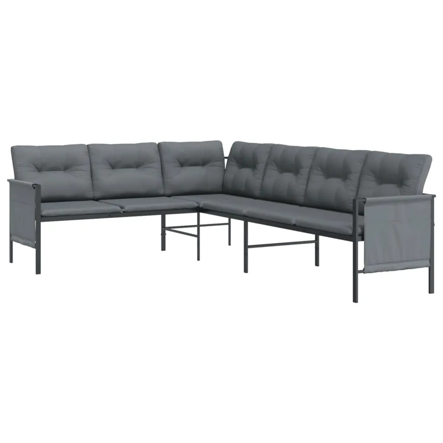 vidaXL Garten-Ecksofa Anthrazit aus Stahl und Textilene mit Polsterung und Armlehnen, B/T/H: 230 x 168 x 65 cm - Bild 2