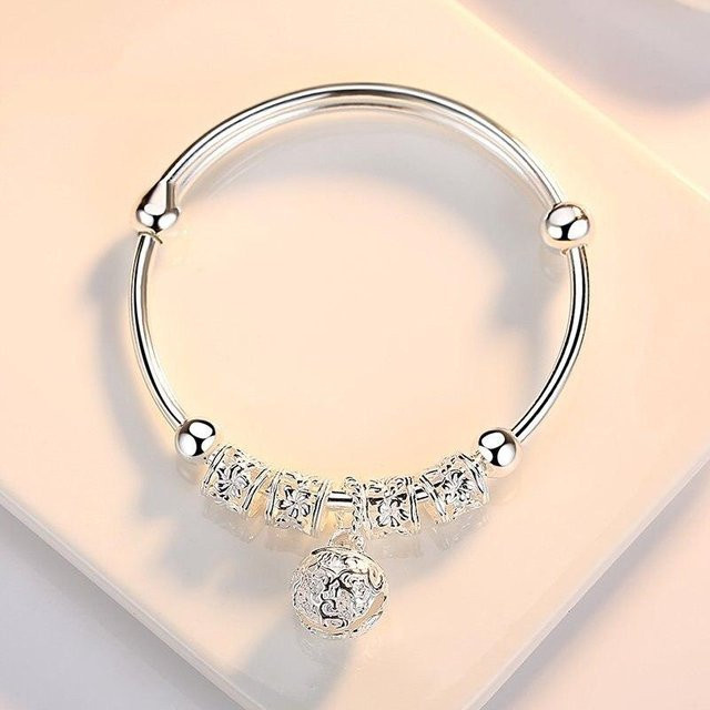 Armband & Armreif 925 Silber, Runde Ball Charm, Damen - Bild 1