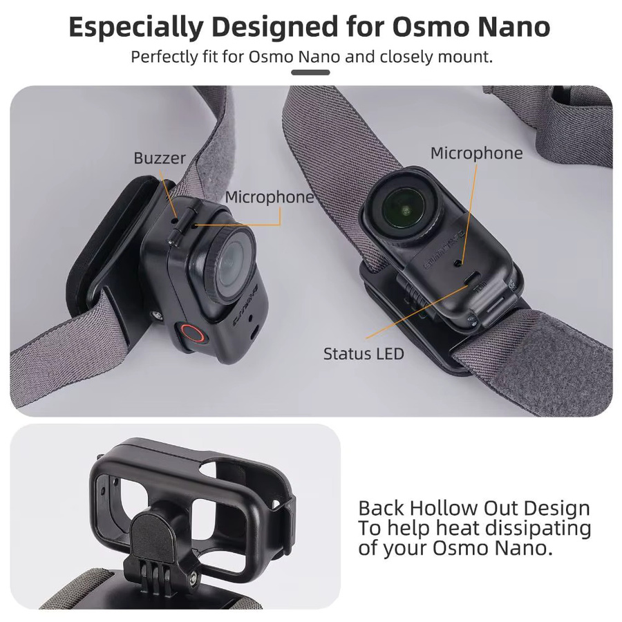 Verstellbarer und elastischer Kopfgurt für DJI Osmo Nano, vertikal oder horizontal nutzbar, leicht und drehbar - Bild 3