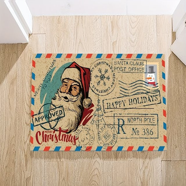 VIKAMA Weihnachtsmann-Teppich als wetterfeste Fußmatte für Innen und Außen, Mehrfarbig, B/T: 60 x 40 cm - Bild 1