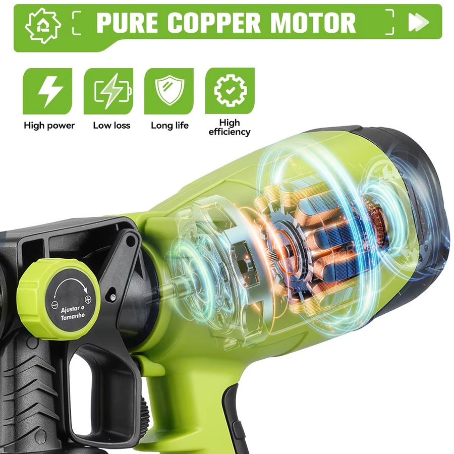 ONEGREEN Kabellose elektrische Spritzpistole 850W in Grün mit 1400 ml Behälter für Makita 18V Akku - Bild 3