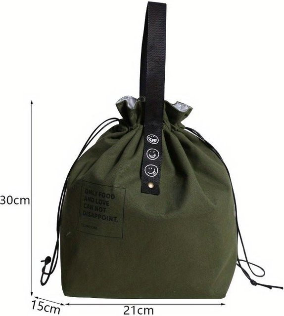 NATAWA Leinwand Lunchtasche Bento Box in Armee Grün für Picknick und Outdoor, Breite: 30,0 cm, Tiefe: 21,0 cm - Bild 1