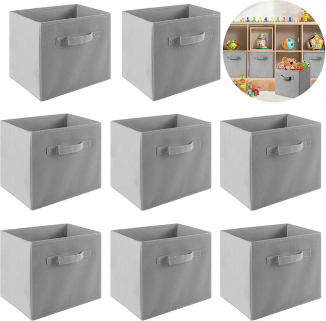 LONENESSL Faltbare Aufbewahrungsboxen aus Stoff in Grau, Set für Kleidung und Kleinkram, Breite: 28,0 cm, Tiefe: 27,0 cm - Bild 1