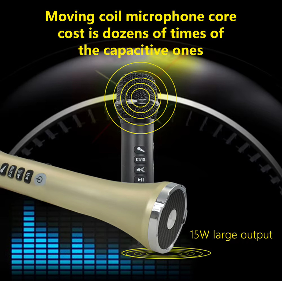 Xiaokoa L-698 2in1 Bluetooth Karaoke-Mikrofon und Lautsprecher mit 15W Leistung, 4000mAh Akku, Schwarz - Bild 4