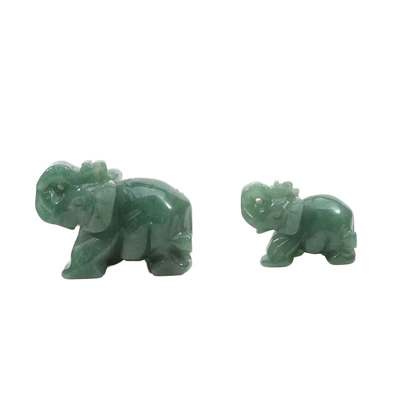 Elefantenstatue aus natürlichem Kristall und Jade in Rot und Grün als dekorative Heimdekoration - Bild 2