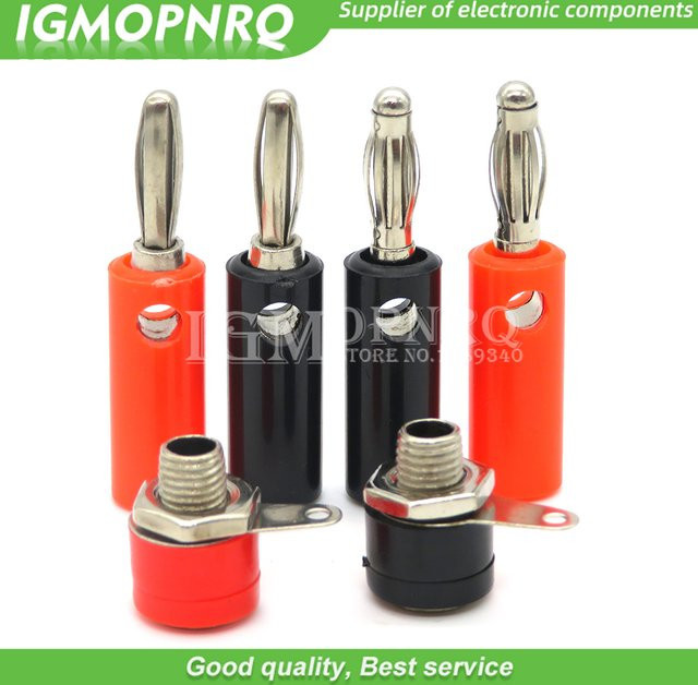 Bananenstecker Set mit männlichen und weiblichen Audio-Lautsprecher Buchsen in Rot und Schwarz für Verstärker Adapter Schraubklemmen - Bild 1