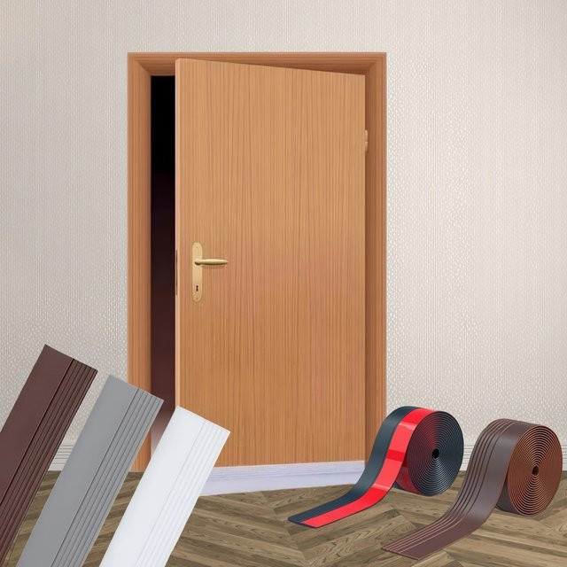 Selbstklebender Tür-Zugluftstopper in Grau, winddicht und schalldicht, Länge: 1 m, Breite: 3,6 cm bis 5 cm - Bild 1