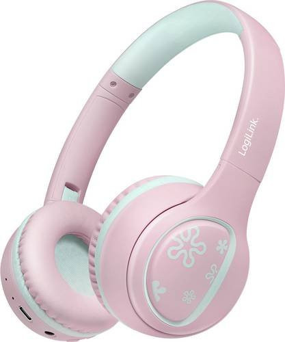 LogiLink BT0073P On-Ear Bluetooth Headset in Rosa und Hellblau, faltbar mit Lautstärkebegrenzung - Bild 1