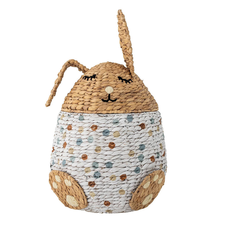 Bloomingville Mini Korb Villja mit Deckel Hase in Weiß aus Seagrass und Holz, Durchmesser: 35 cm, Höhe: 60 cm - Bild 1