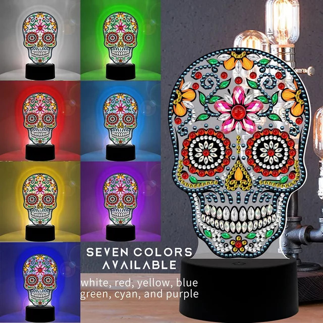 XMSJ DIY Weihnachts-Diamantmalerei LED-Lampe mit Landschafts-Motiv und Strass in Multicolour - Bild 1