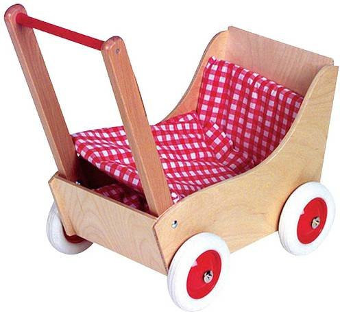 Holz-Puppenwagen in Karo Rot Weiß mit einer Höhe von 50 cm - Bild 1