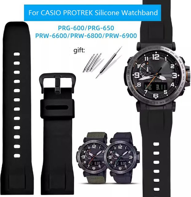 Casio Uhrenarmband Silikon, Schwarz, 24 mm - Bild 1