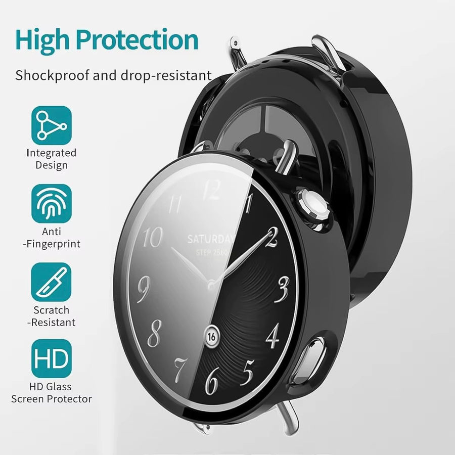 OAKCHARM Schutzhülle und Displayschutzfolie für Xiaomi Watch S4 41 mm, Schwarz - Bild 3