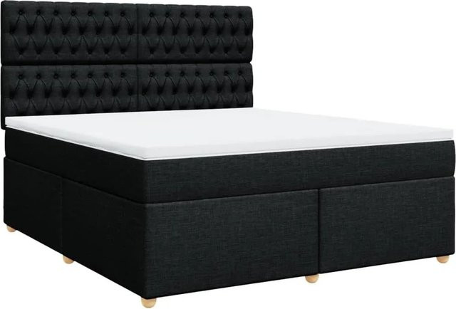 vidaXL Boxspringbett Hybrid mit Matratze und Taschenfederkern, Schwarz, B/T: 180 x 200 cm - Bild 1