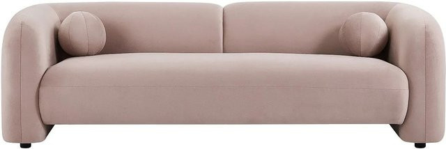 Ovotas Sofa in Rosa mit Samtbezug und Holzgestell, Breite: 226 cm - Bild 1