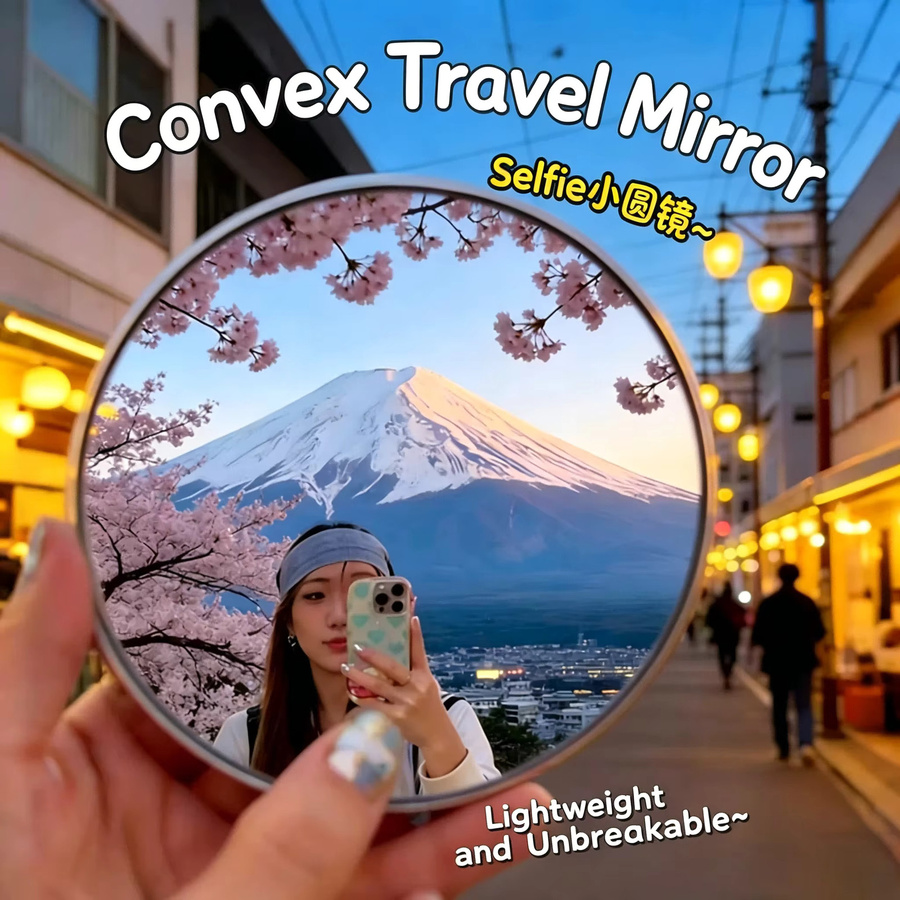 Tragbares Mini-Rund-Selfie-Spiegel-Set in Silber, Weitwinkel-Konvex-Kugelspiegel für Vlogging mit iPhone, Samsung und Smartphones, Durchmesser: 7,5 cm, Höhe: 9,5 cm - Bild 3
