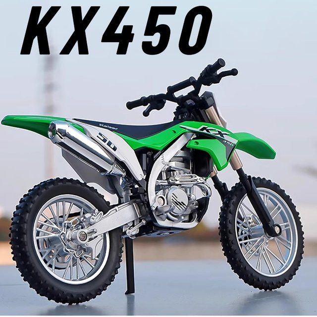MAKEDA KX450 Motorradmodell, Maßstab 1:12, Metall, Grün - Bild 1