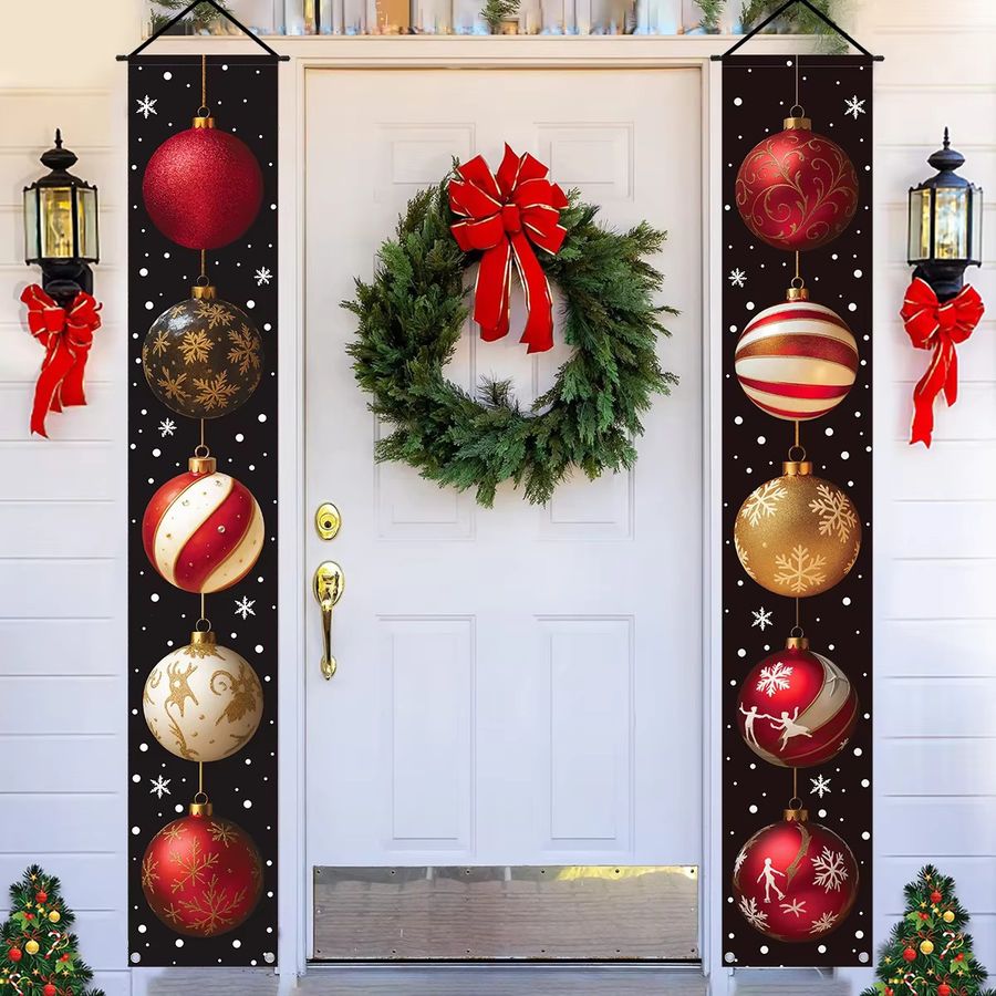VIKAMA Weihnachts-Türbanner für Zuhause und Veranda, Mehrfarbig, Polyester, B/H: 30 x 180 cm - Bild 5