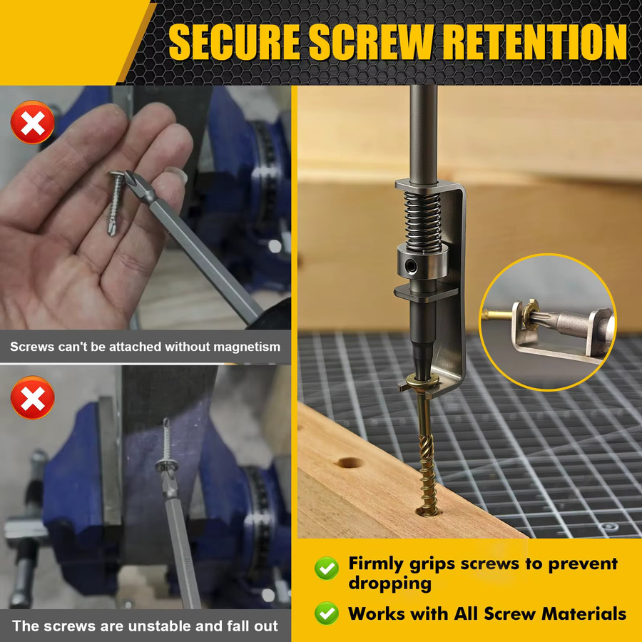 Rafford Federbelasteter Bit-Halter in Silber für Einhandbetrieb und Anti-Drop-Funktion - Bild 4