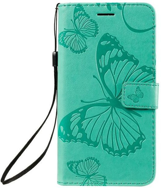 Samsung Galaxy Smartphone Flip Brieftasche mit Schmetterlings-Design aus Leder in Grün - Bild 1