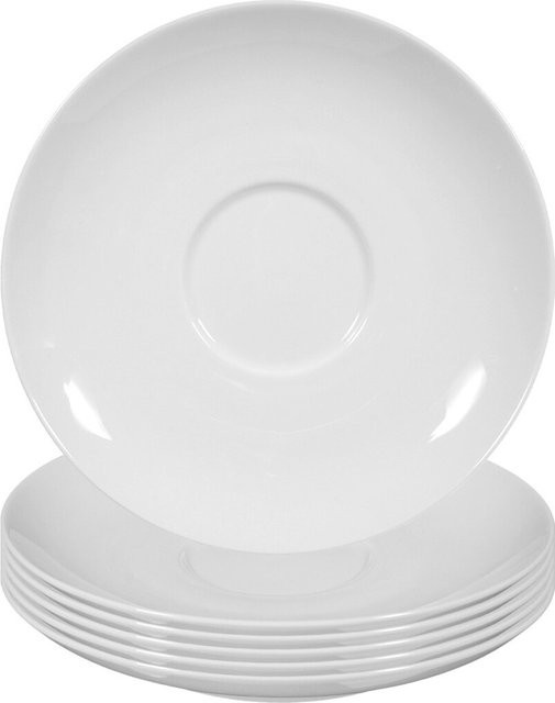 Seltmann Weiden Milchkaffeeuntertassen Rondo/Liane aus Porzellan, Weiß, Durchmesser: 16 cm, 6er Set - Bild 1