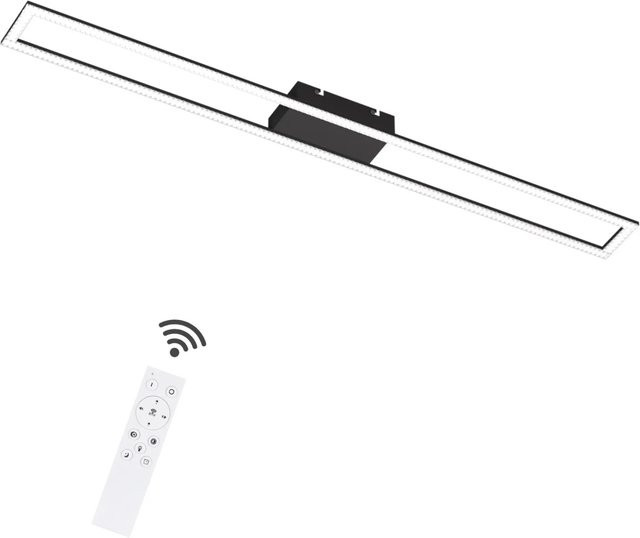 NETTLIFE LED Deckenleuchte aus Metall in Schwarz, dimmbar mit Fernbedienung, Länge: 108 cm - Bild 1
